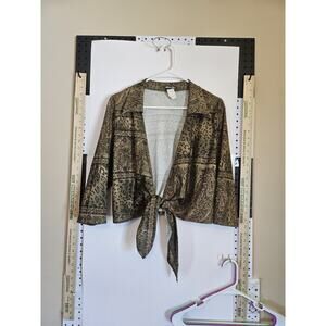 Bella Mode Women's Tie-Front Blouse with Animal Print
